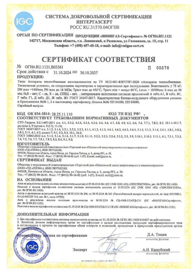 ИнтерГазСерт Аппараты теплообменные